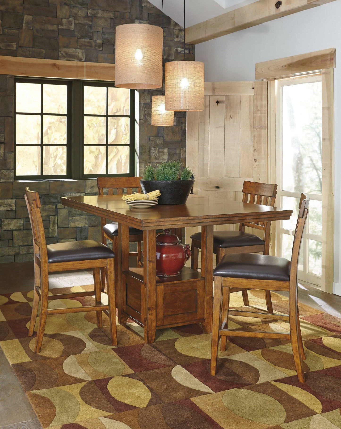 Ralene Medium Brown Counter Height Dining Room Set / 5pc