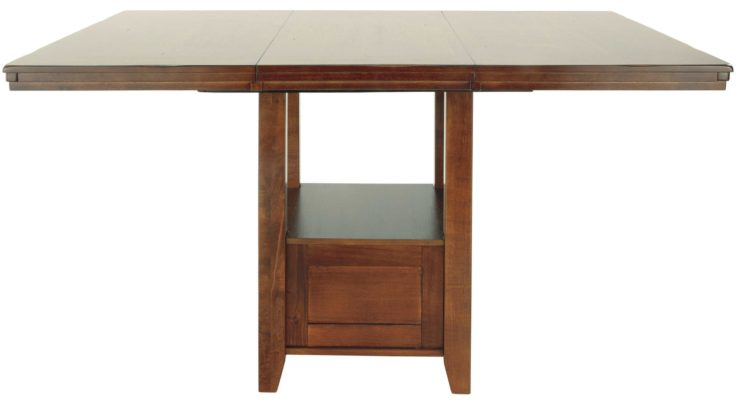 Ralene Medium Brown Counter Height Dining Table w/ Extension Leaf