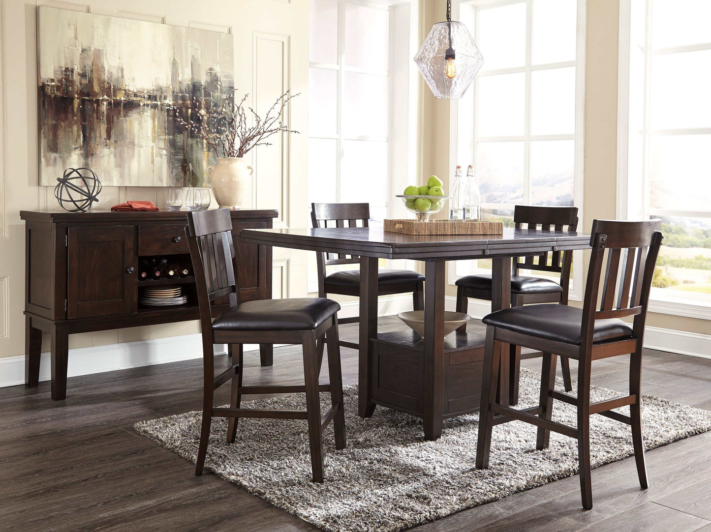 Haddigan Dark Brown Counter Height Dining Room Sets