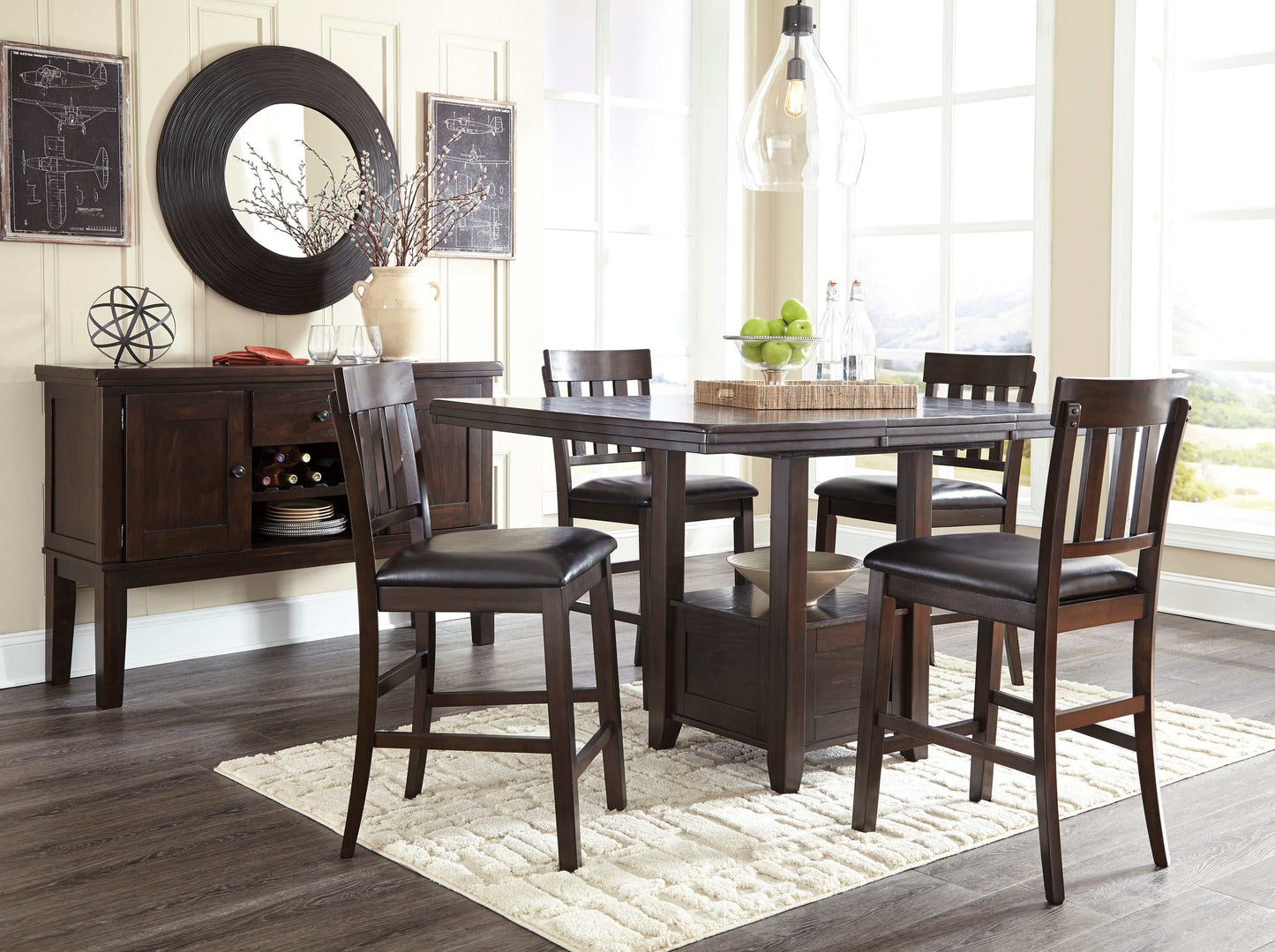 Haddigan Dark Brown Counter Height Dining Room Sets