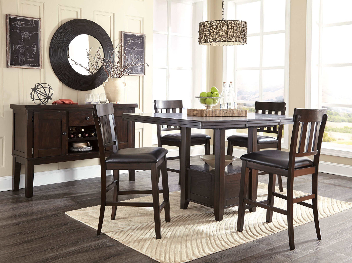 Haddigan Dark Brown Counter Height Dining Room Sets