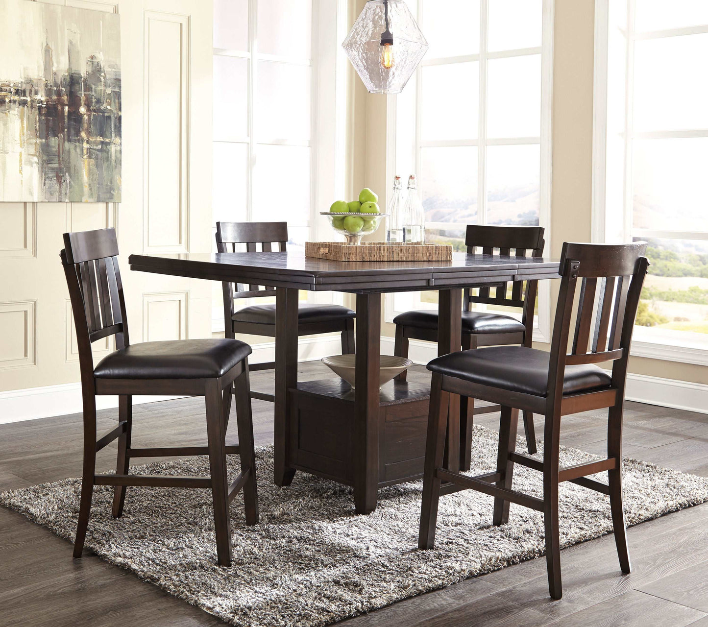 Haddigan Dark Brown Counter Height Dining Room Sets