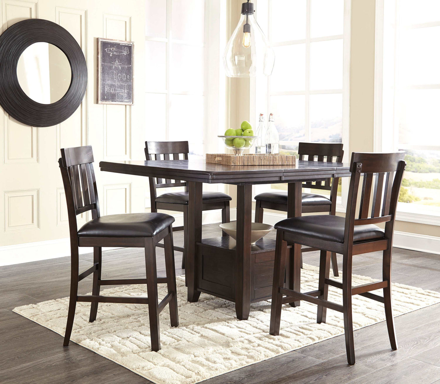 Haddigan Dark Brown Counter Height Dining Room Sets