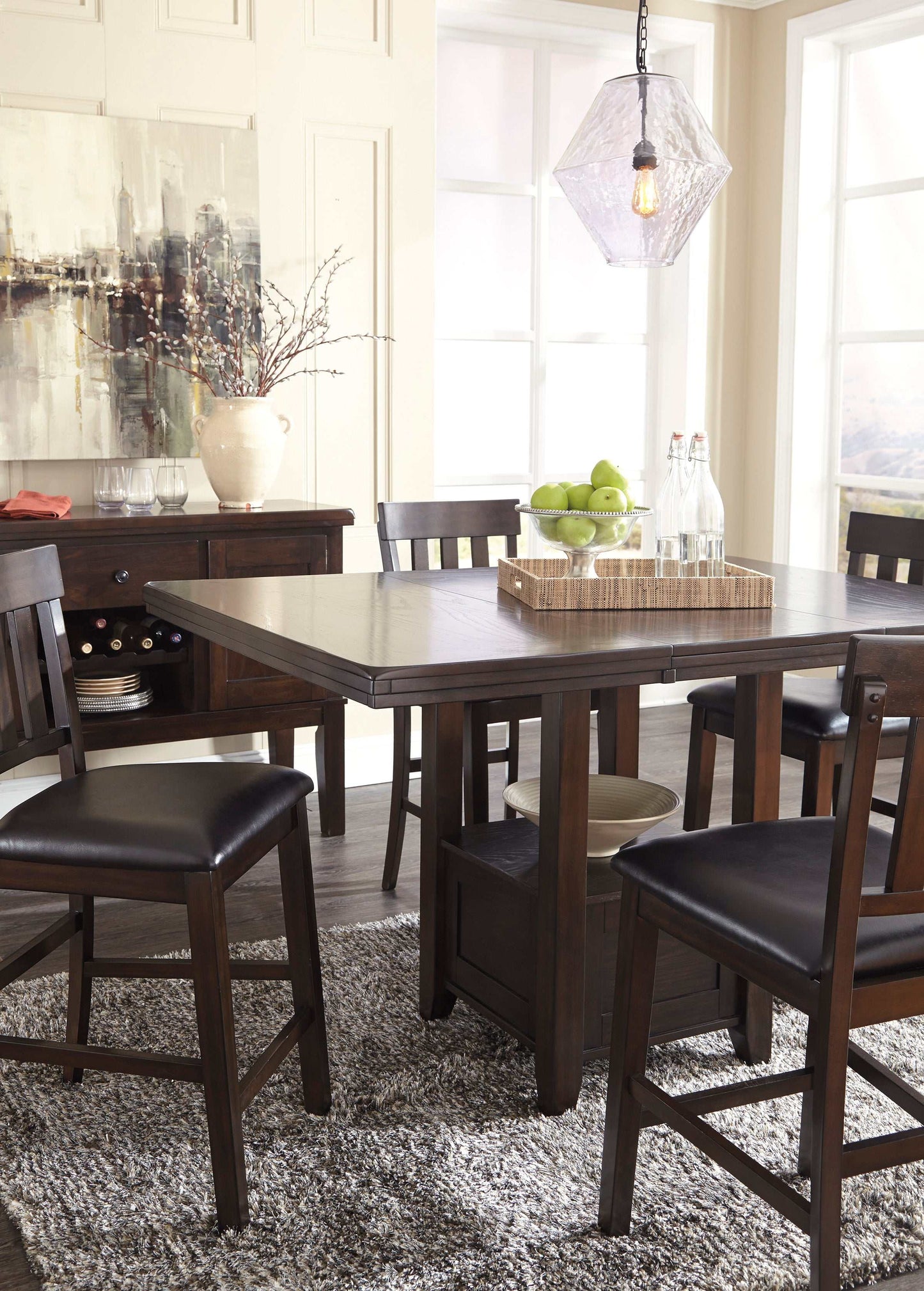 Haddigan Dark Brown Counter Height Dining Room Sets