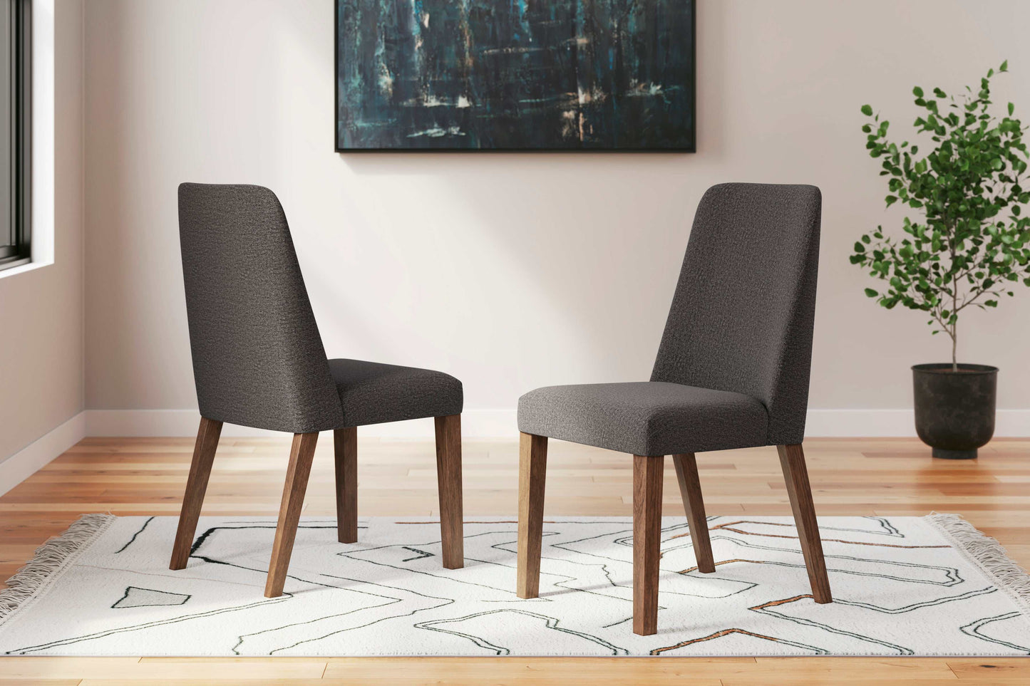 Lyncott Charcoal & Brown Round Dining Room Set / 5pc