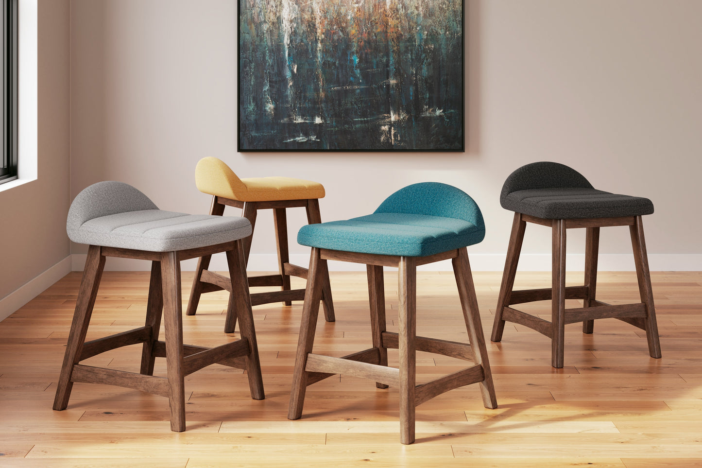 Lyncott Light Gray/Brown Counter Height Bar Stool