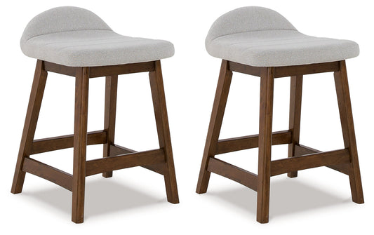 Lyncott Light Gray/Brown Counter Height Bar Stool (Set of 2)