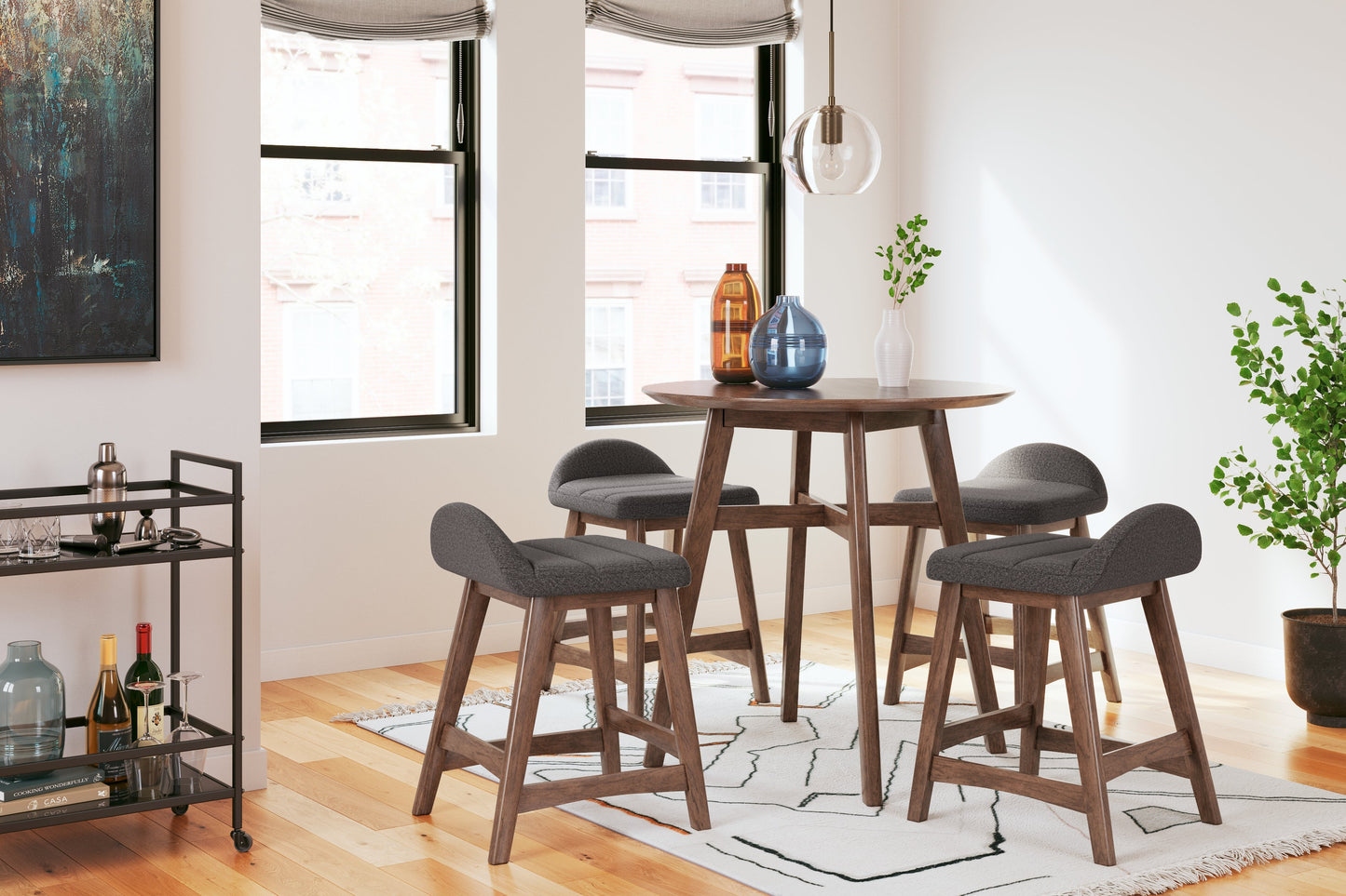 Lyncott Charcoal/Brown Counter Height Bar Stool