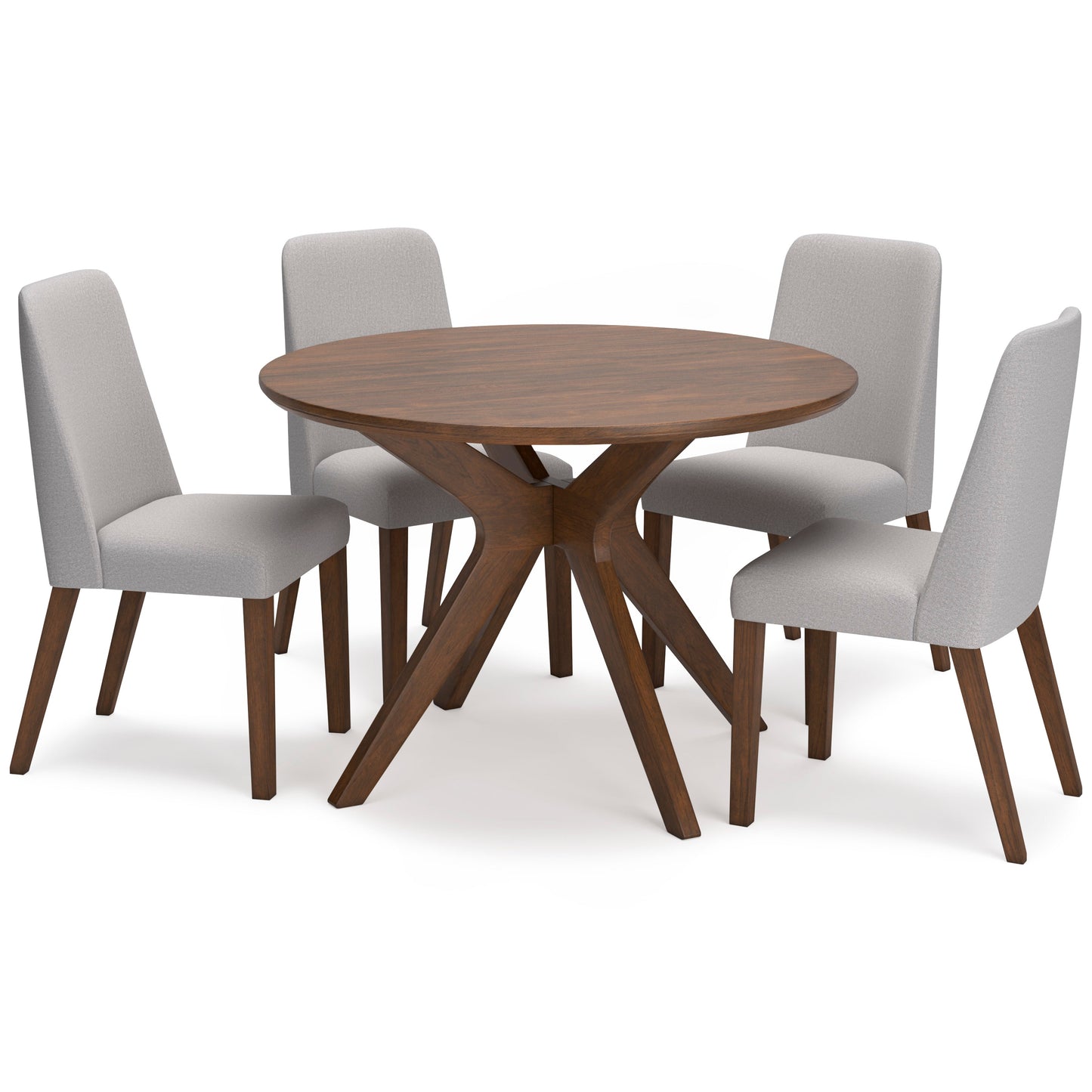 Lyncott Gray & Brown Round Dining Room Set / 5pc