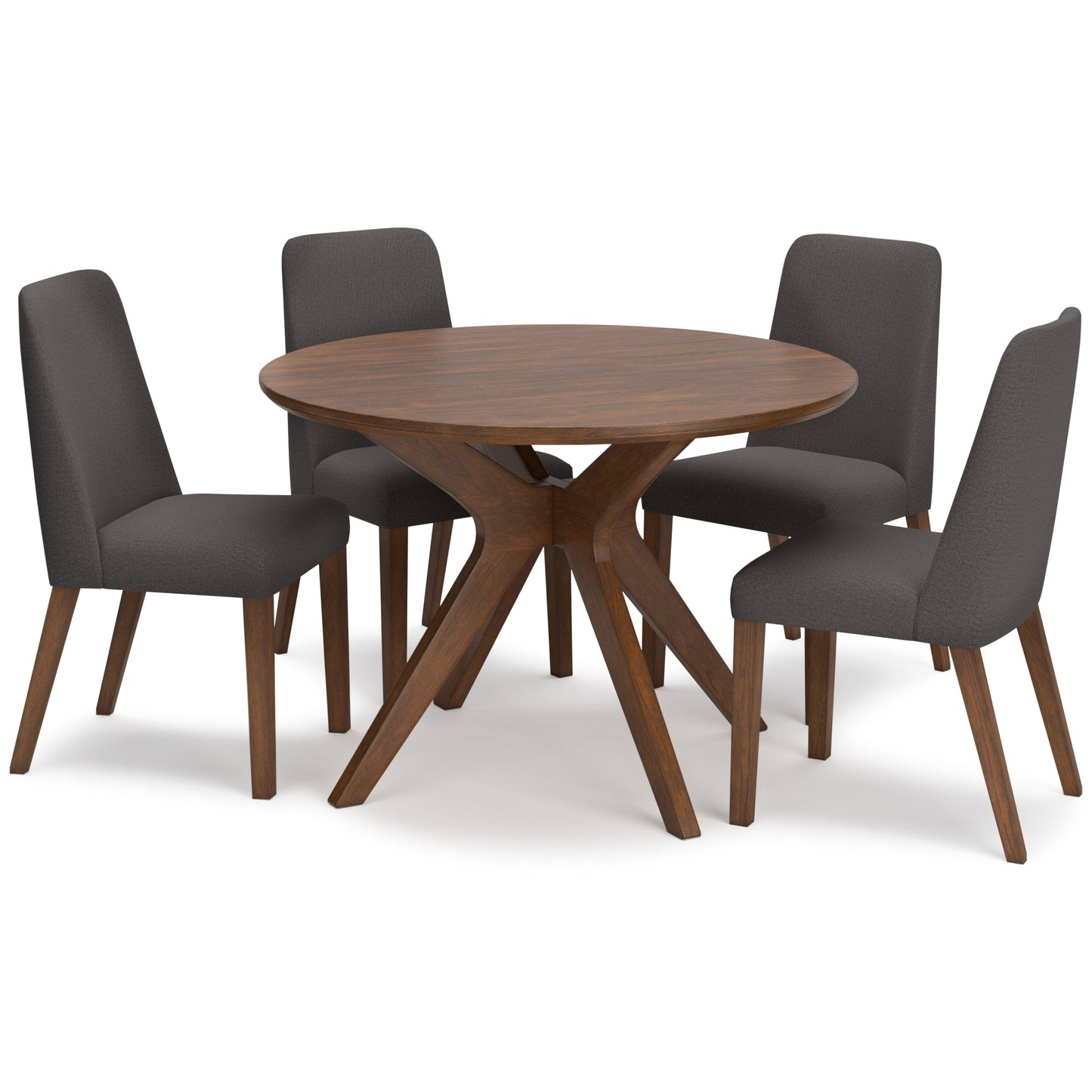 Lyncott Charcoal & Brown Round Dining Room Set / 5pc