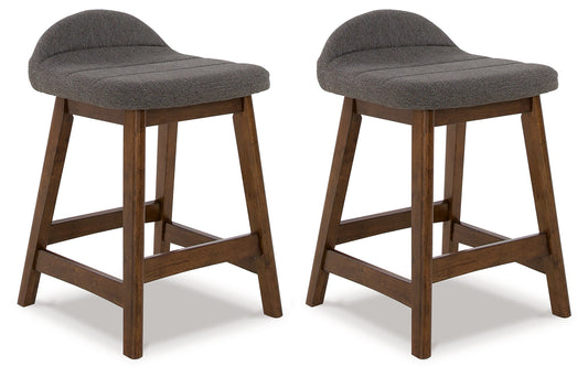 Lyncott Charcoal/Brown Counter Height Bar Stool (Set of 2)