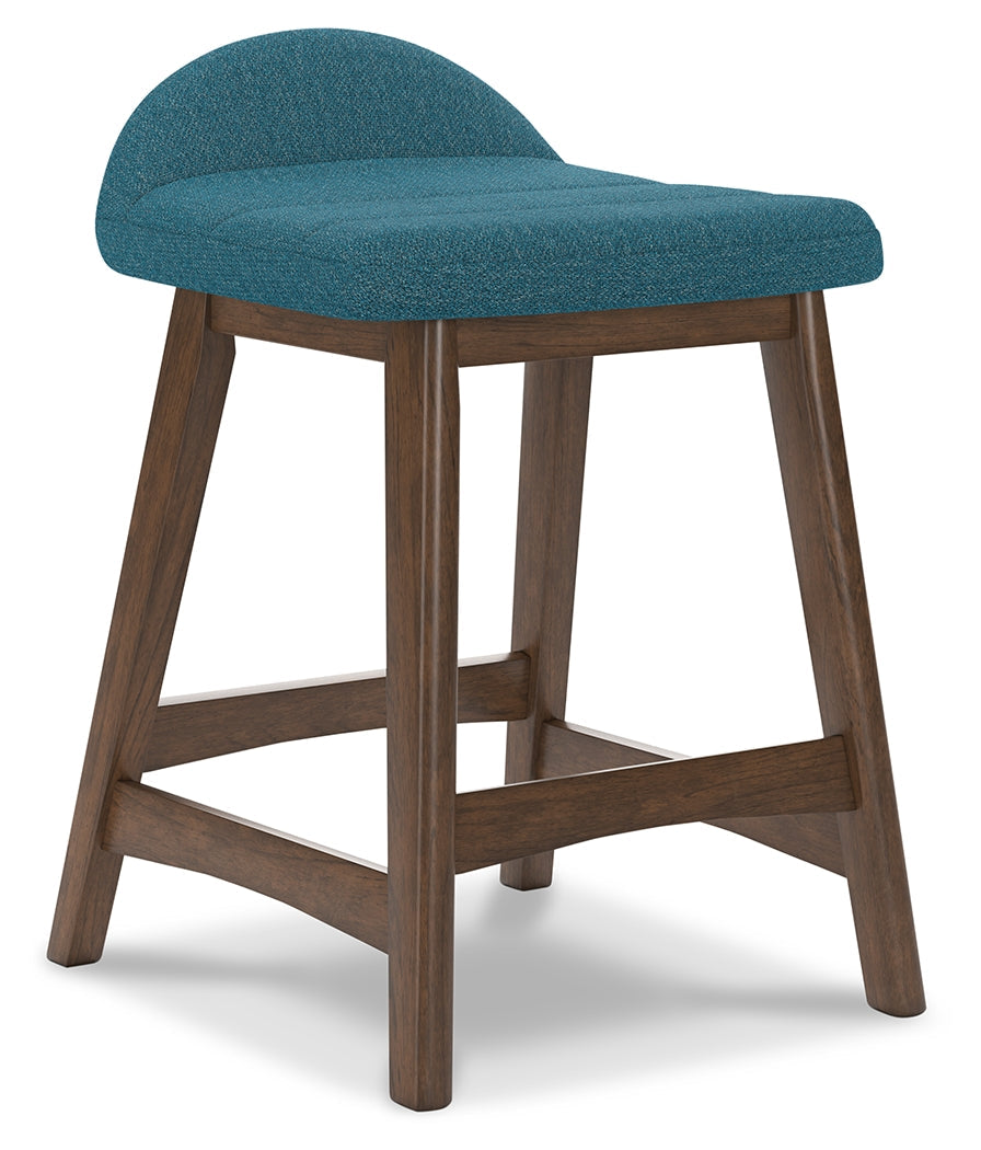 Lyncott Blue/Brown Counter Height Bar Stool