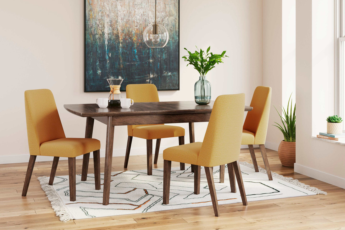 Lyncott Mustard & Brown Dining Room Set / 5pc