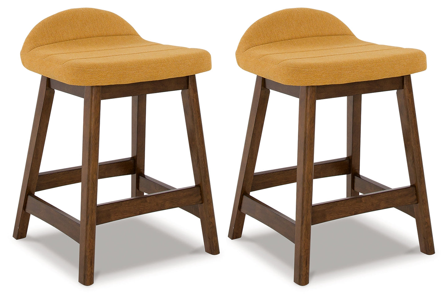 Lyncott Mustard/Brown Counter Height Bar Stool (Set of 2)