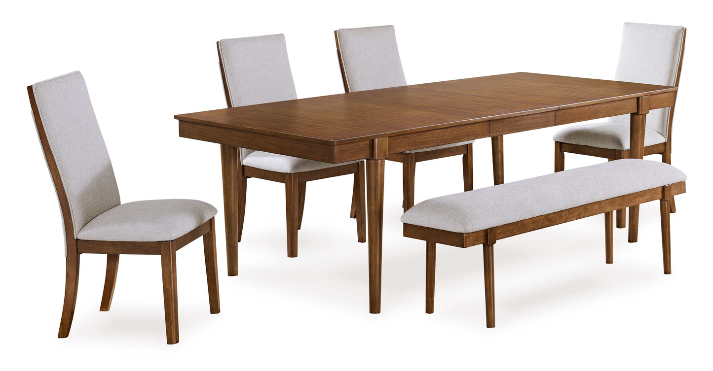 Lyncott Beige & Brown Dining Room Set / 6pc