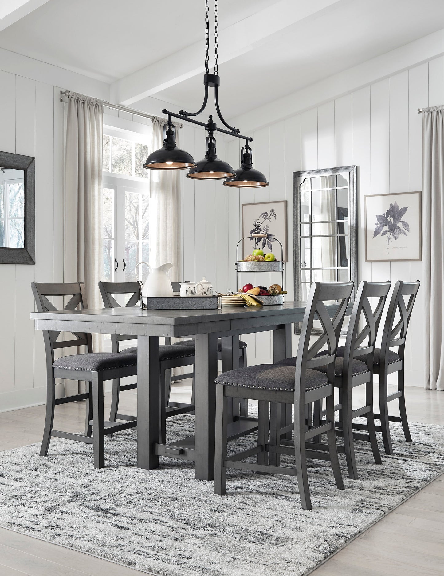 Myshanna Gray Counter Height Dining Room Set / 7pc