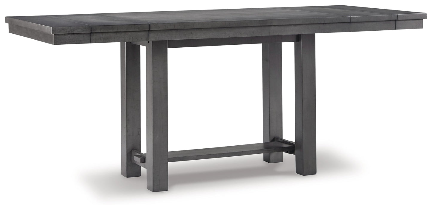 Myshanna Gray Counter Height Dining Table, 4 Barstools and Bench