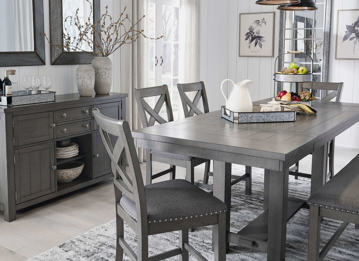 Myshanna Gray Counter Height Dining Table /w Extension