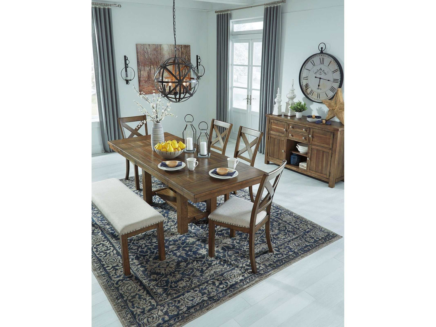 Moriville Grayish Brown Dining Room Set / 6pc