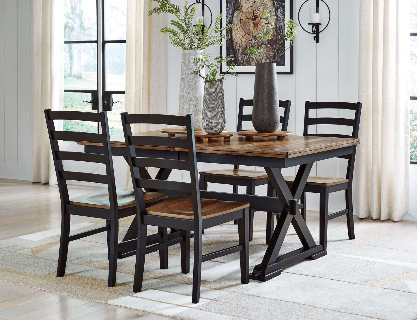 Wildenauer Brown & Black Dining Room Set / 5pc