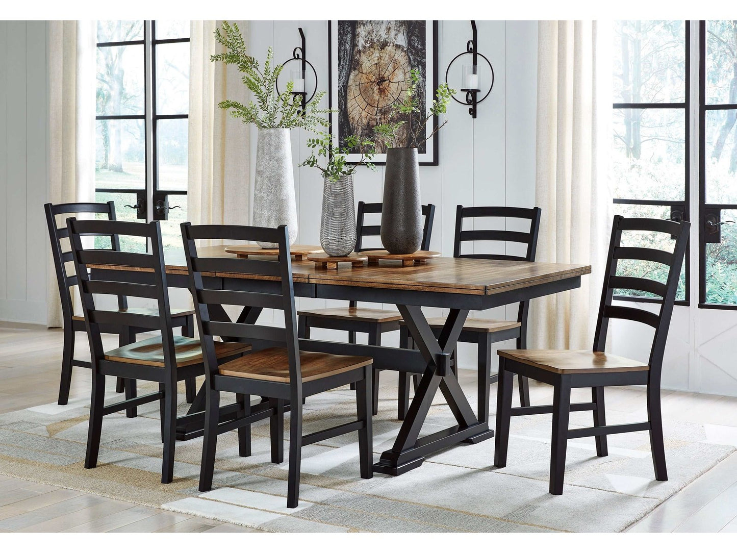 Wildenauer Brown & Black Dining Room Set / 7pc