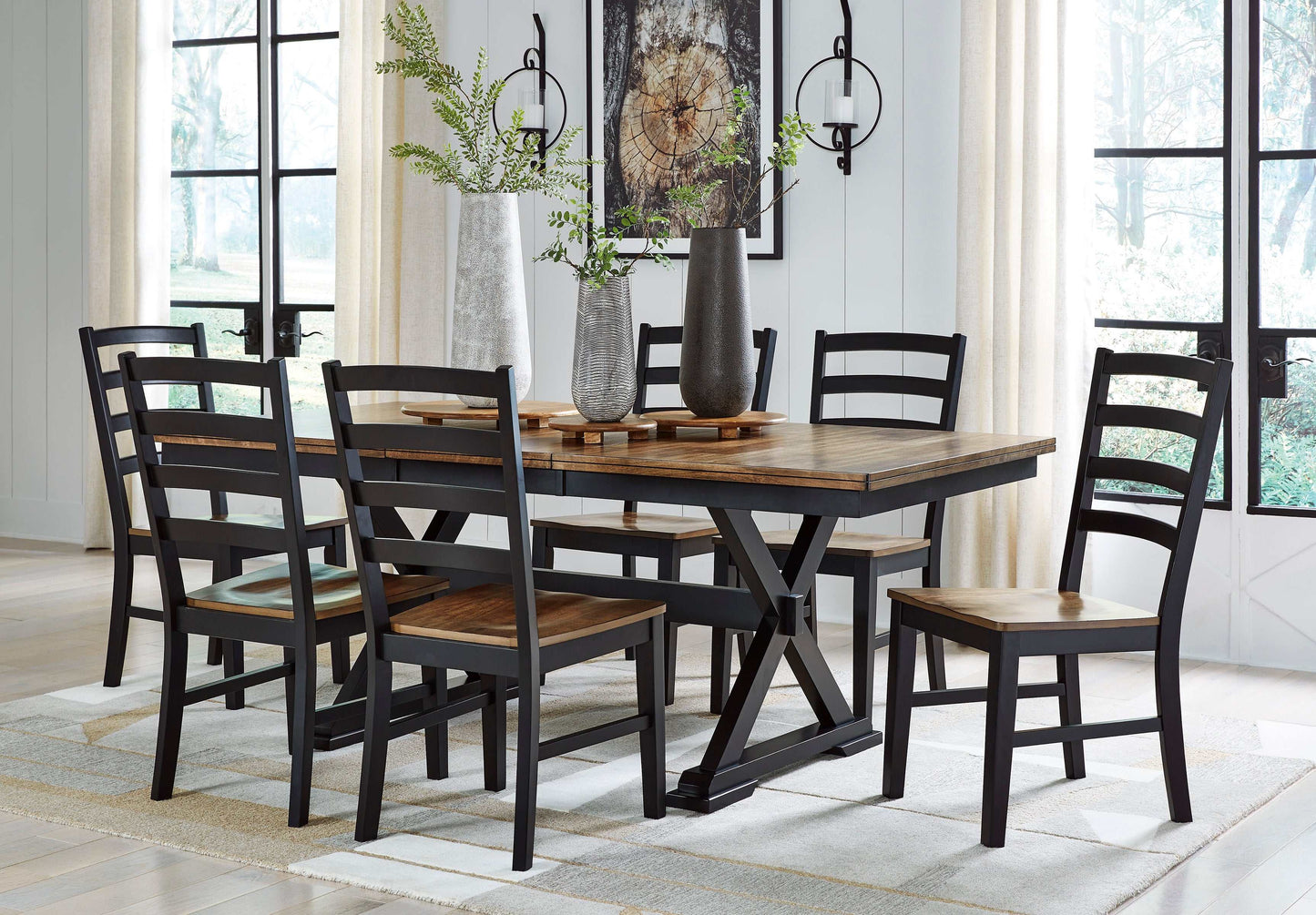 Wildenauer Brown & Black Dining Room Set / 8pc