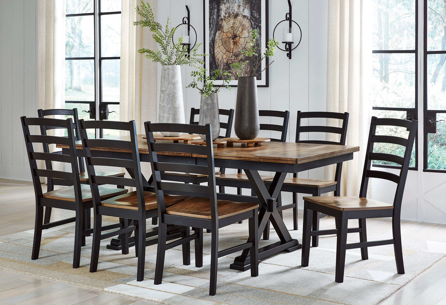 Wildenauer Brown & Black Dining Room Set / 9pc