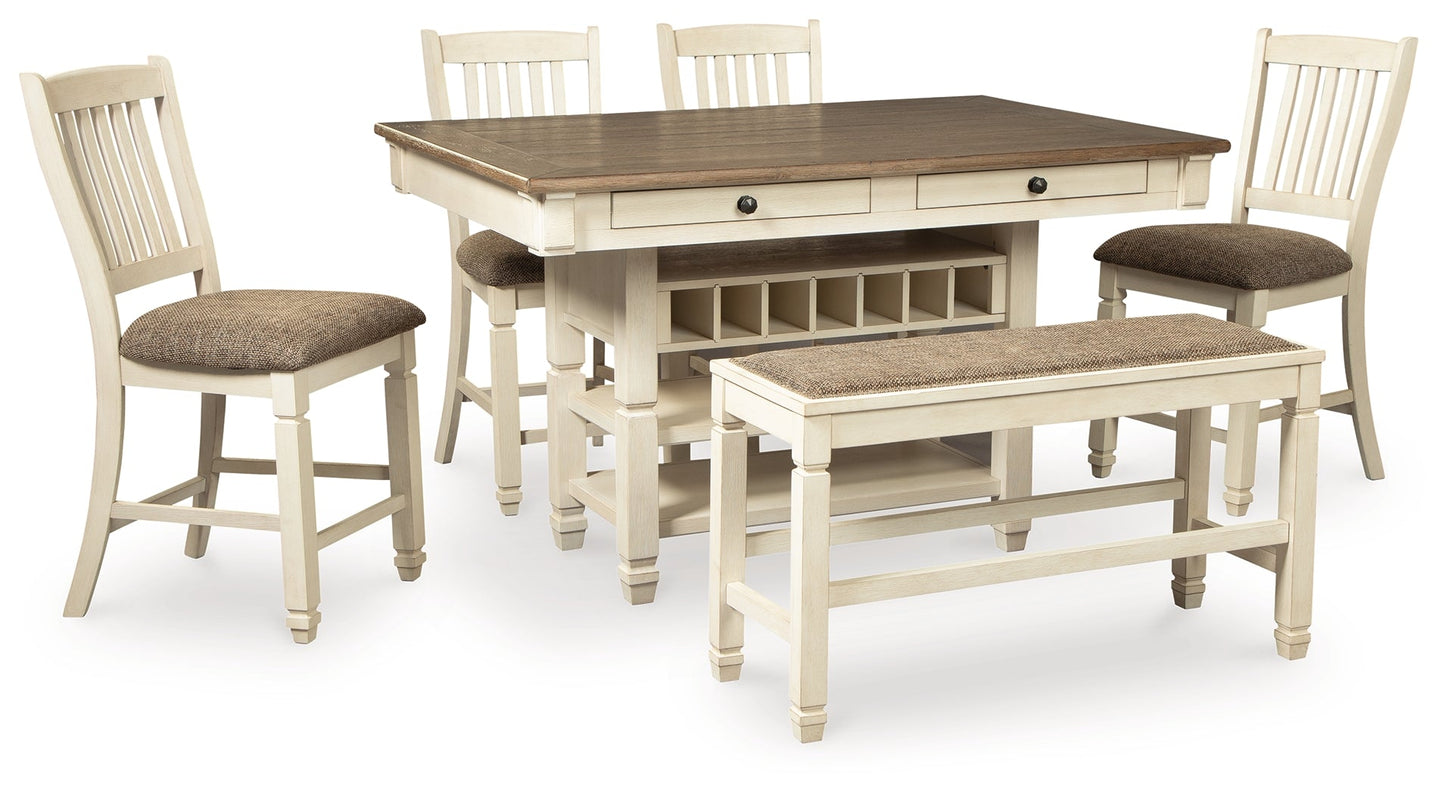 Bolanburg Two-tone Counter Height Dining Table and 4 Barstools and Bench