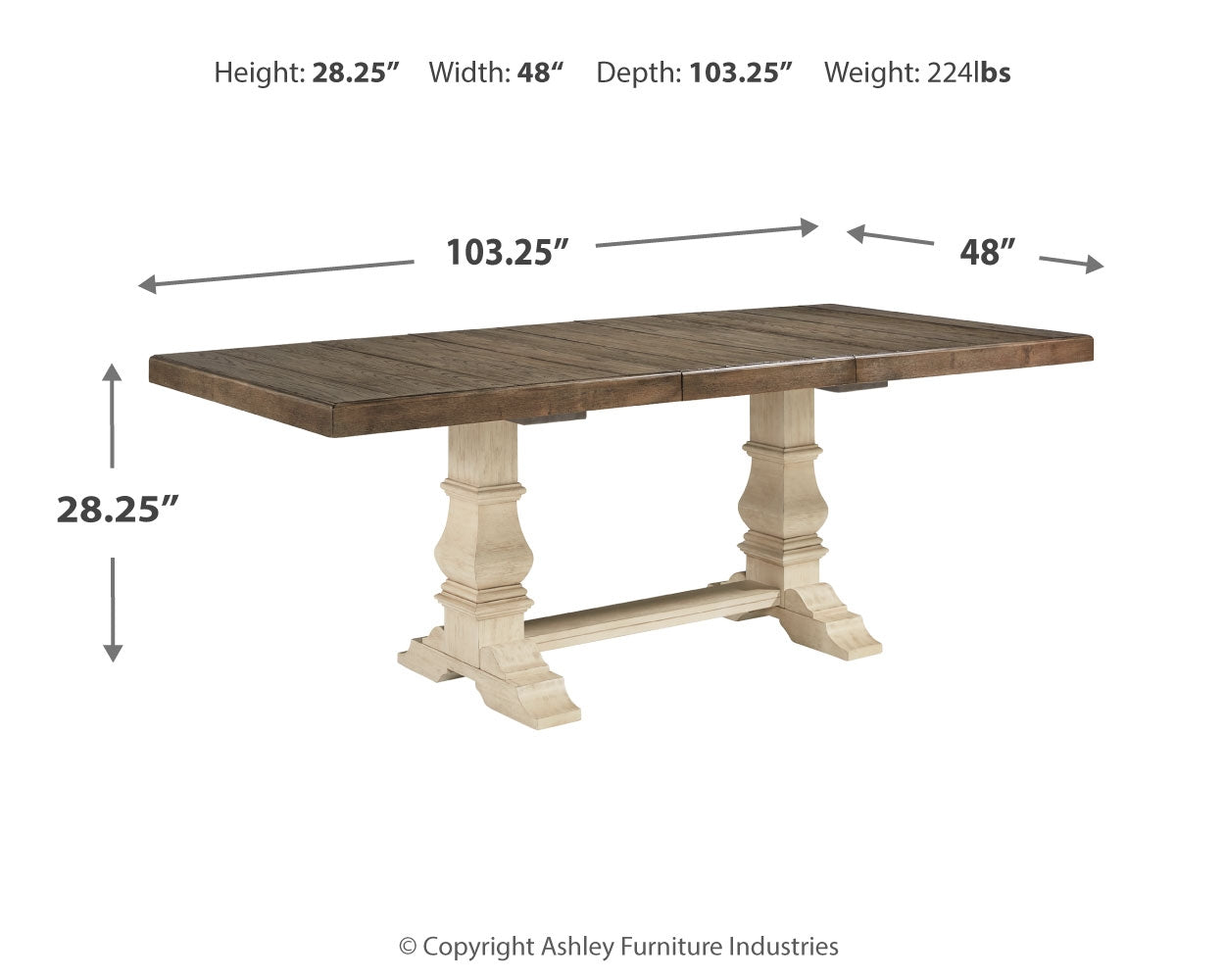 Bolanburg White Dining Table, 6 Chairs and Bench