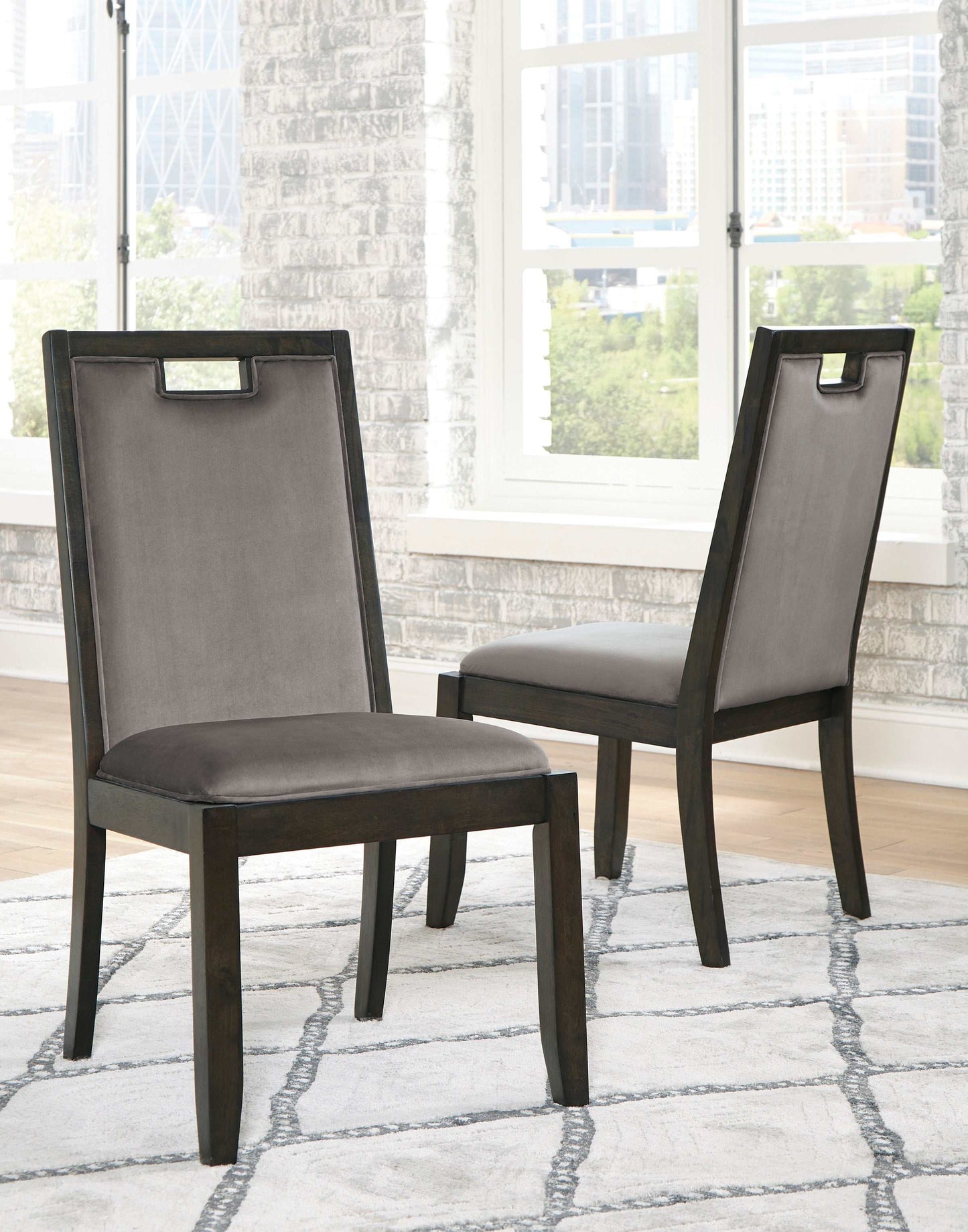 Hyndell Gray/Dark Brown Dining Room Set / 5pc