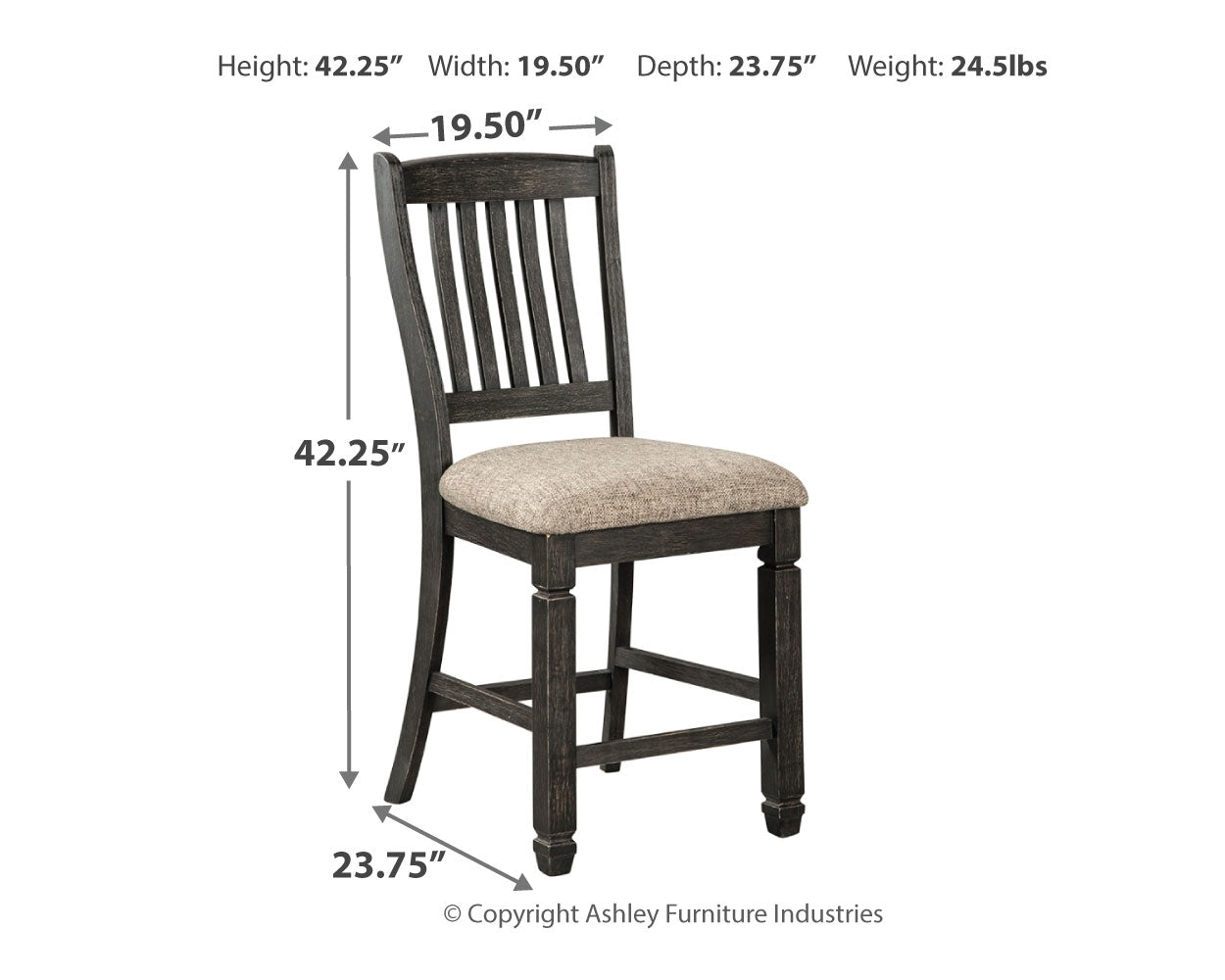 Tyler Creek Black/Grayish Brown Counter Height Table with 4 Barstools, Server and Display Cabinet