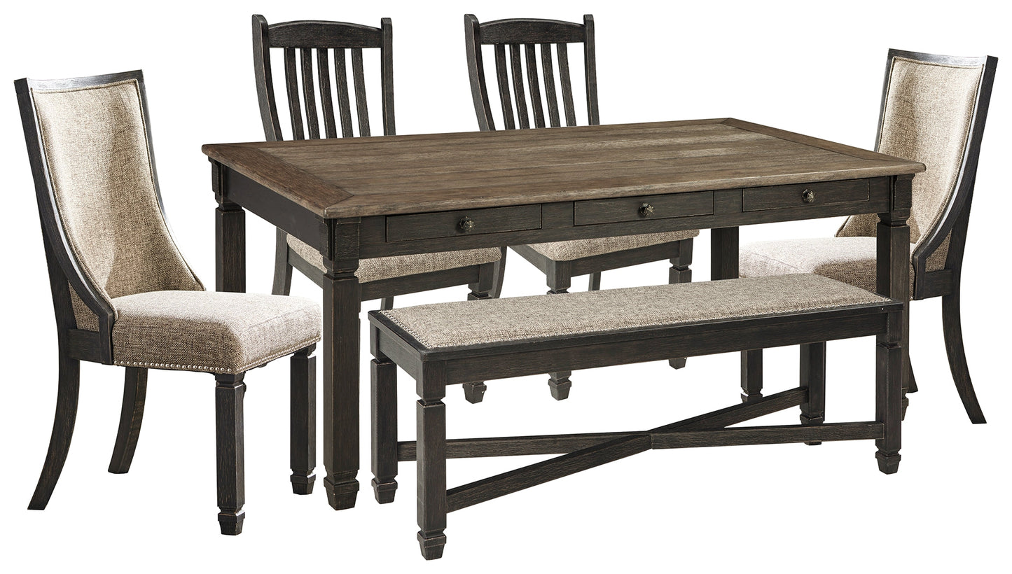 Tyler Creek Black/Gray Dining Table with 4 Chairs and Bench