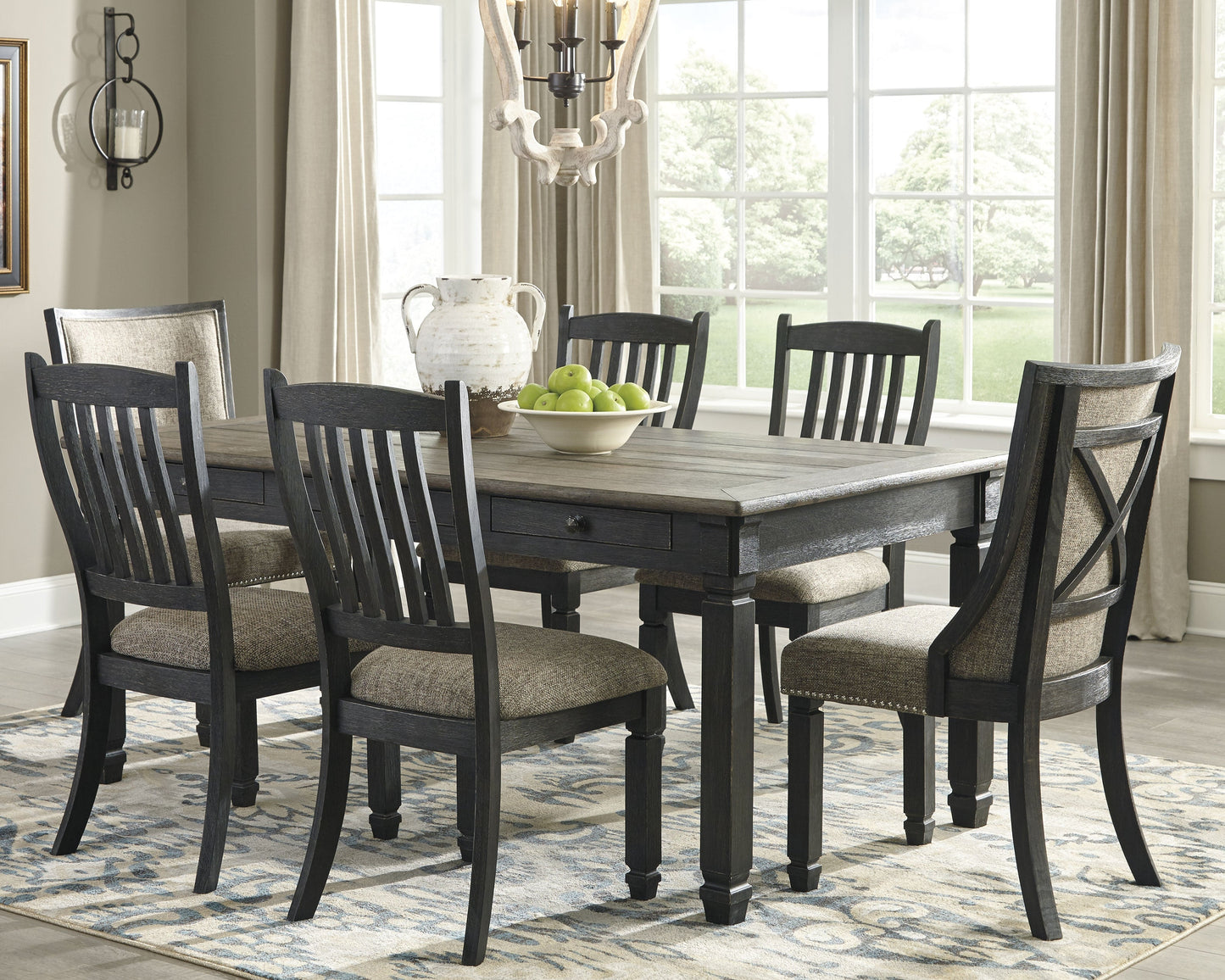 Tyler Creek Black/Gray Dining Table with 6 Chairs