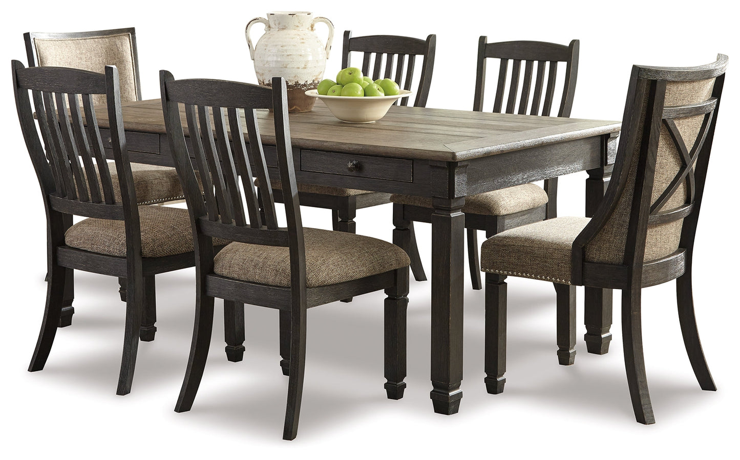 Tyler Creek Black/Gray Dining Table with 6 Chairs