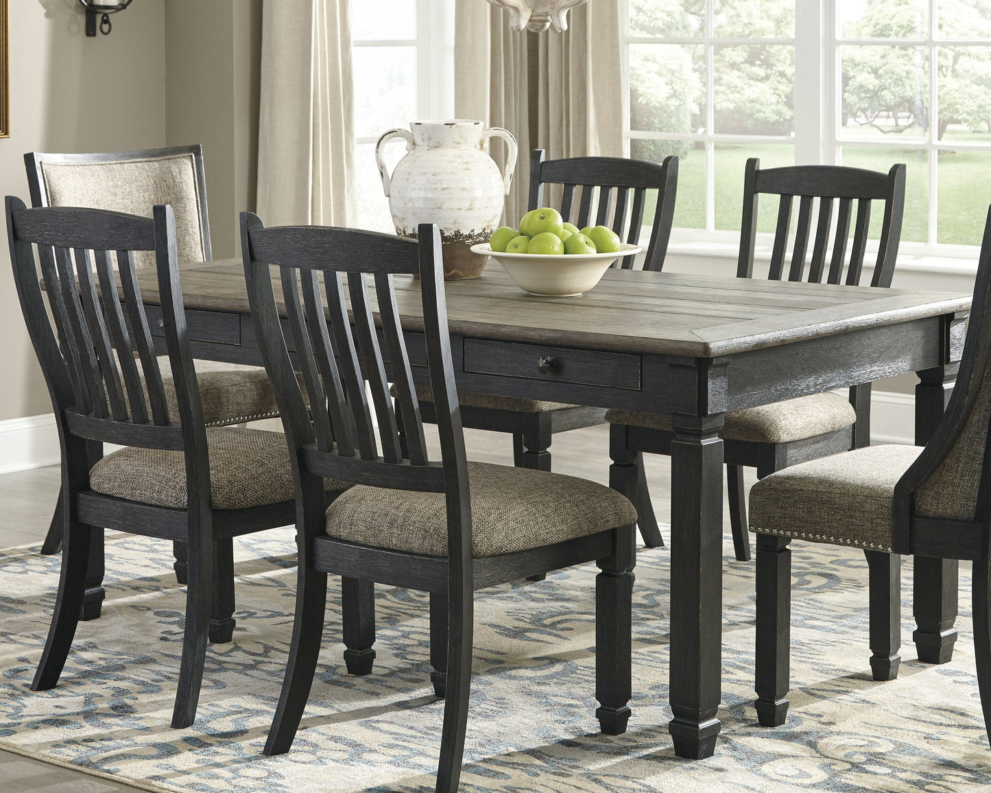 Tyler Creek Black/Grayish Brown Dining Table and 4 Chairs