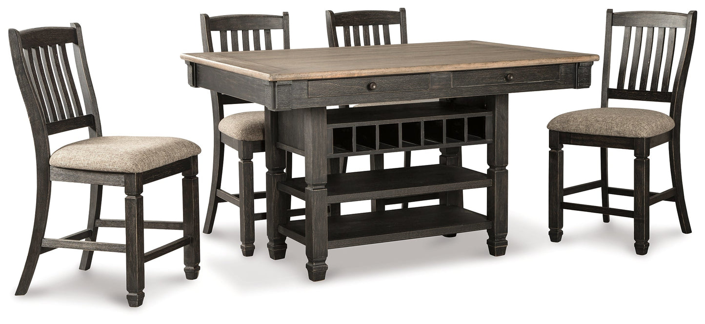 Tyler Creek Black/Gray Counter Height Dining Table with 4 Barstools