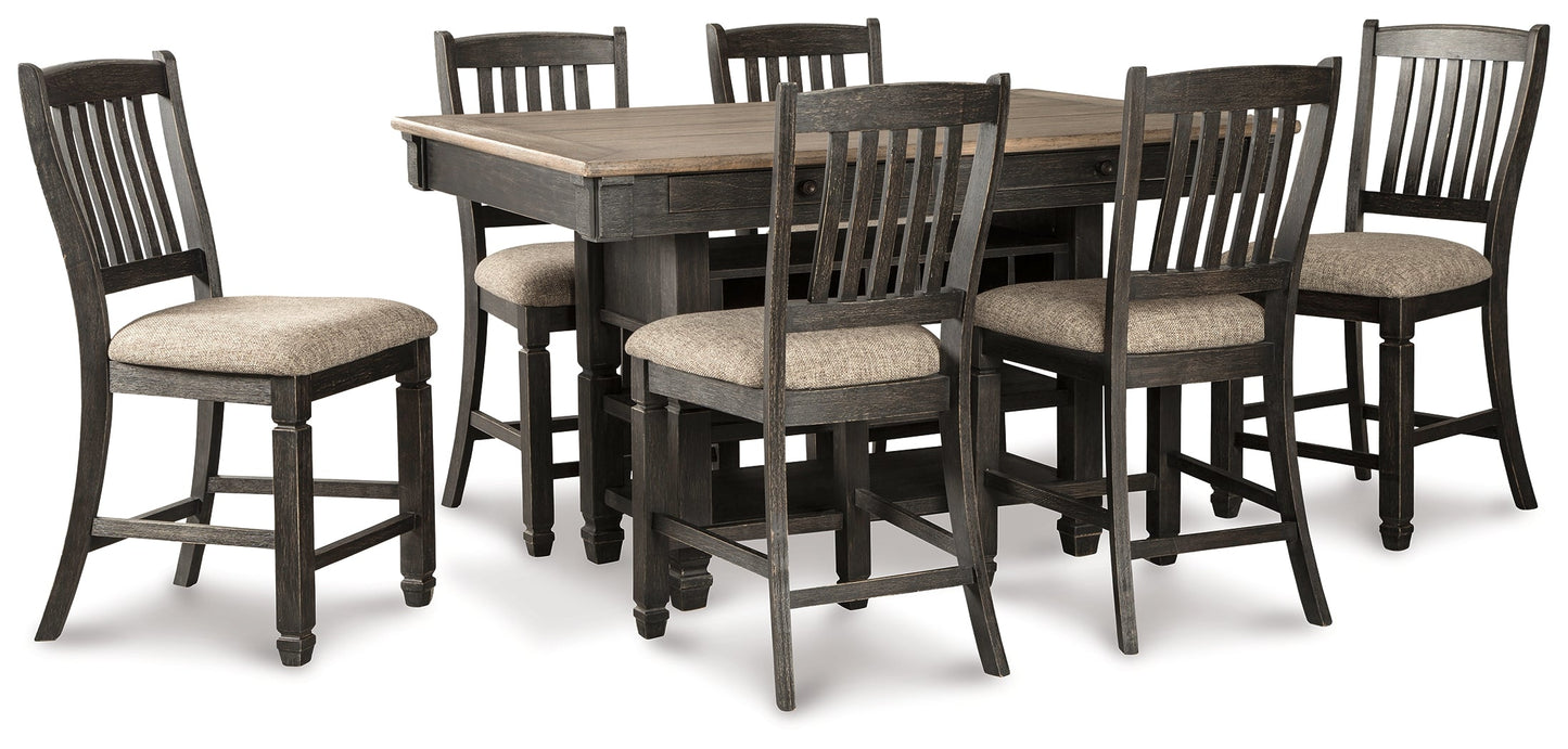 Tyler Creek Black/Gray Counter Height Dining Table and 6 Barstools