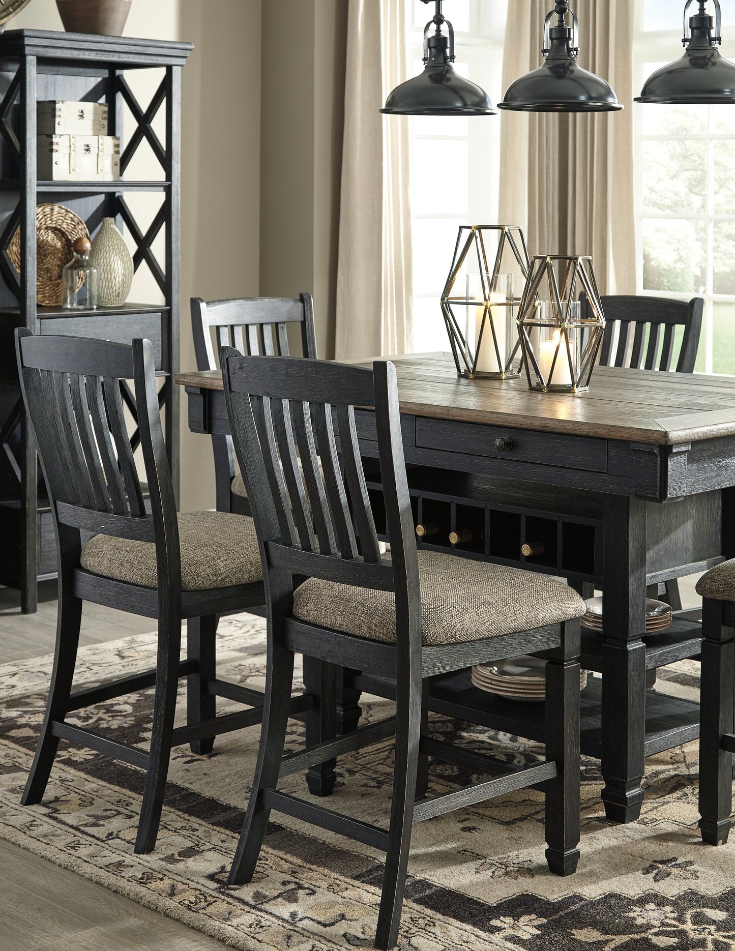 Tyler Creek Black/Gray Counter Height Dining Table with 4 Barstools