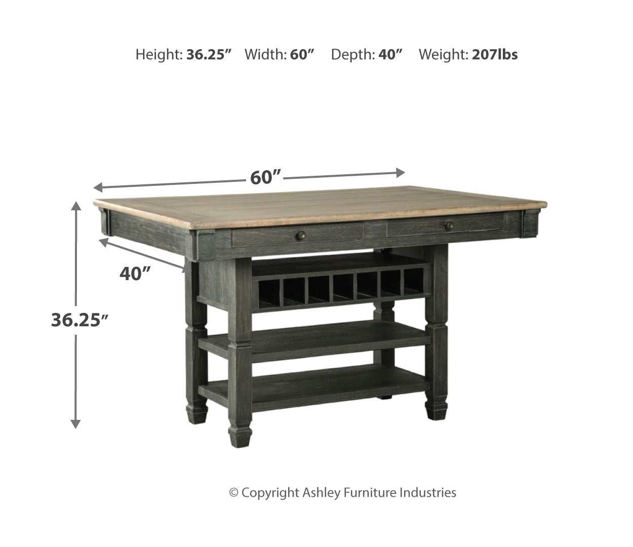 Tyler Creek Black/Gray Counter Height Dining Table