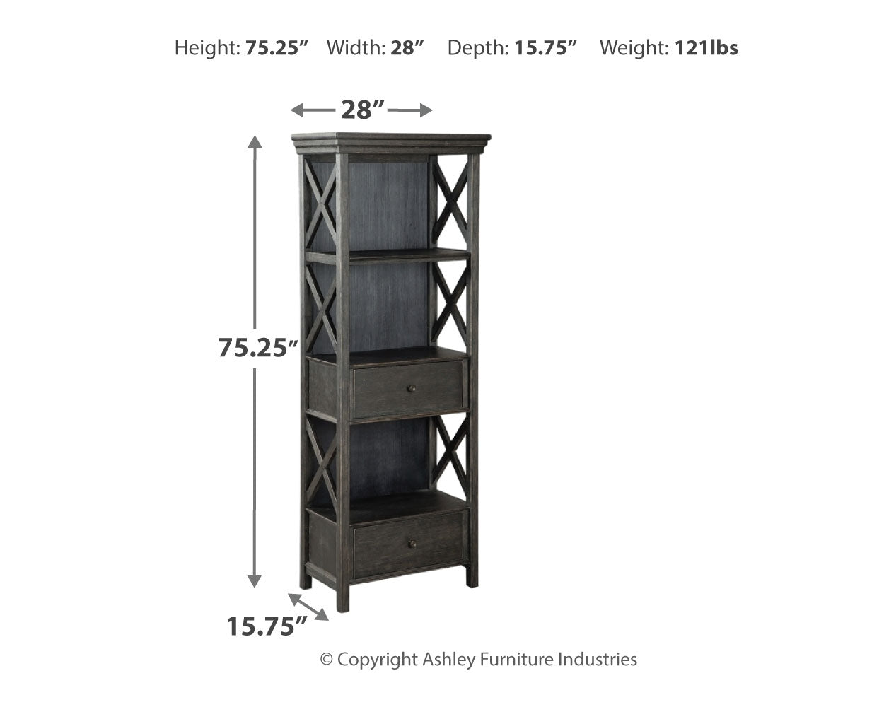 Tyler Creek Black/Grayish Brown Counter Height Table with 4 Barstools, Server and Display Cabinet