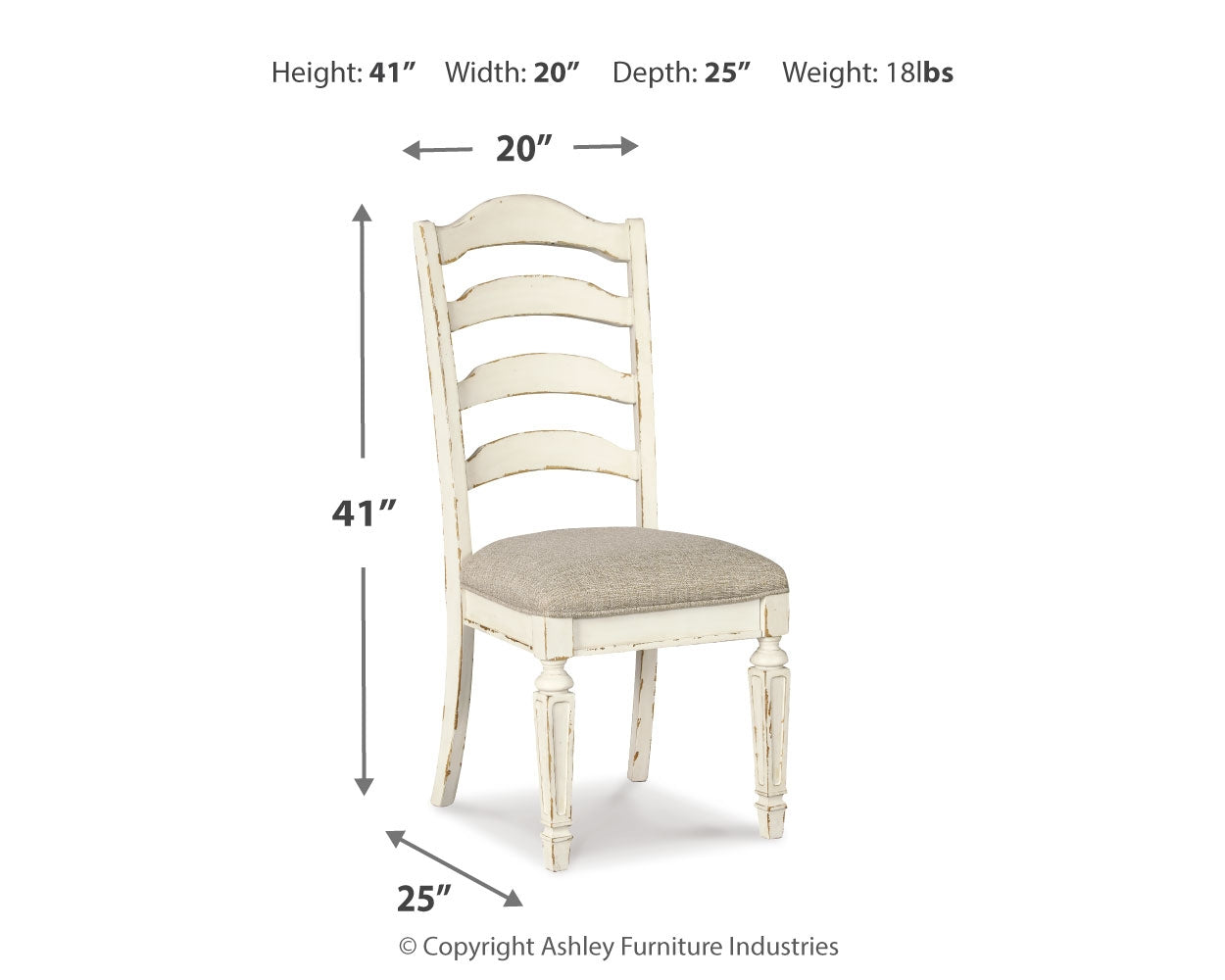 Realyn Chipped White Dining Table and 4 Chairs