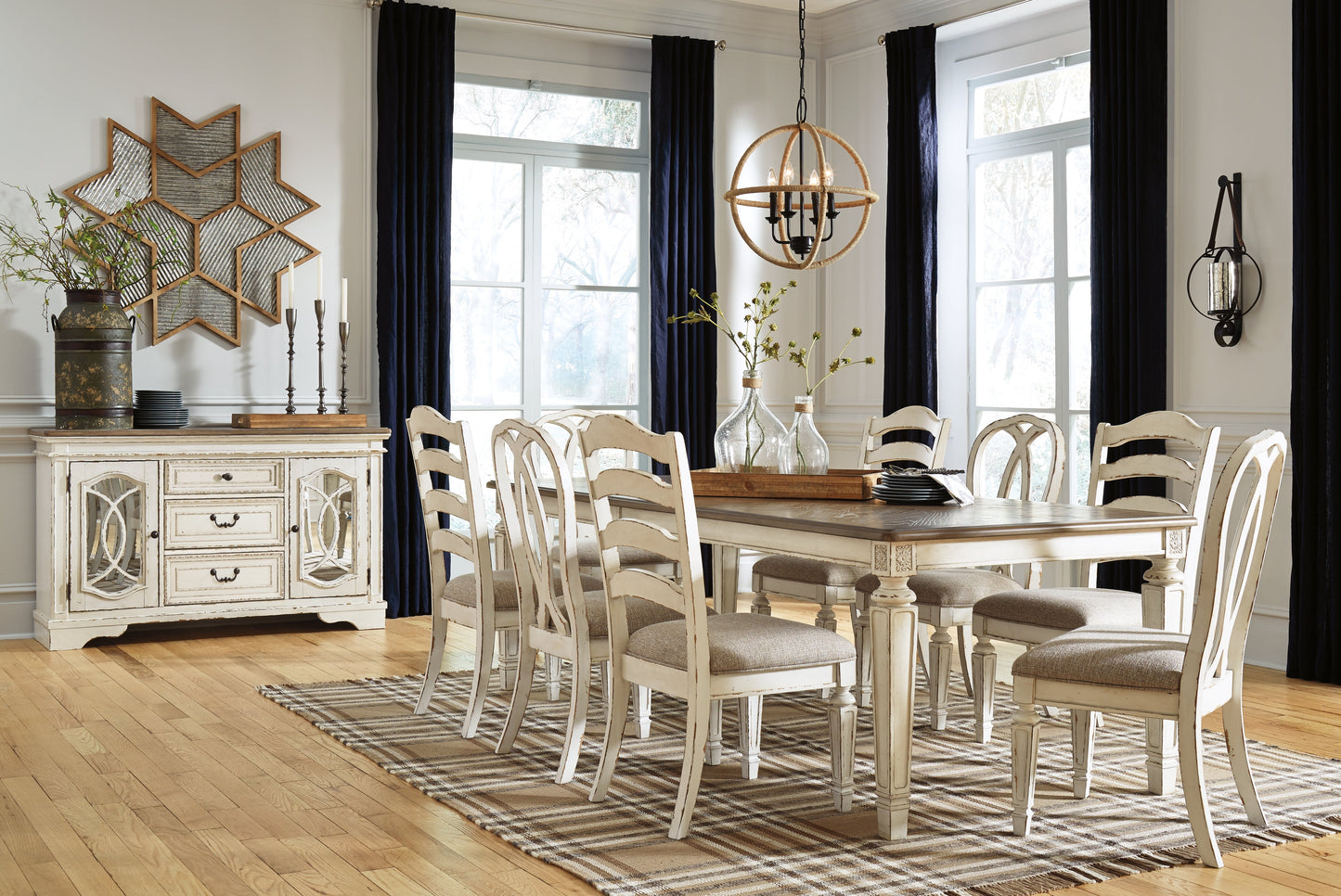 Realyn Chipped White Dining Table and 4 Chairs