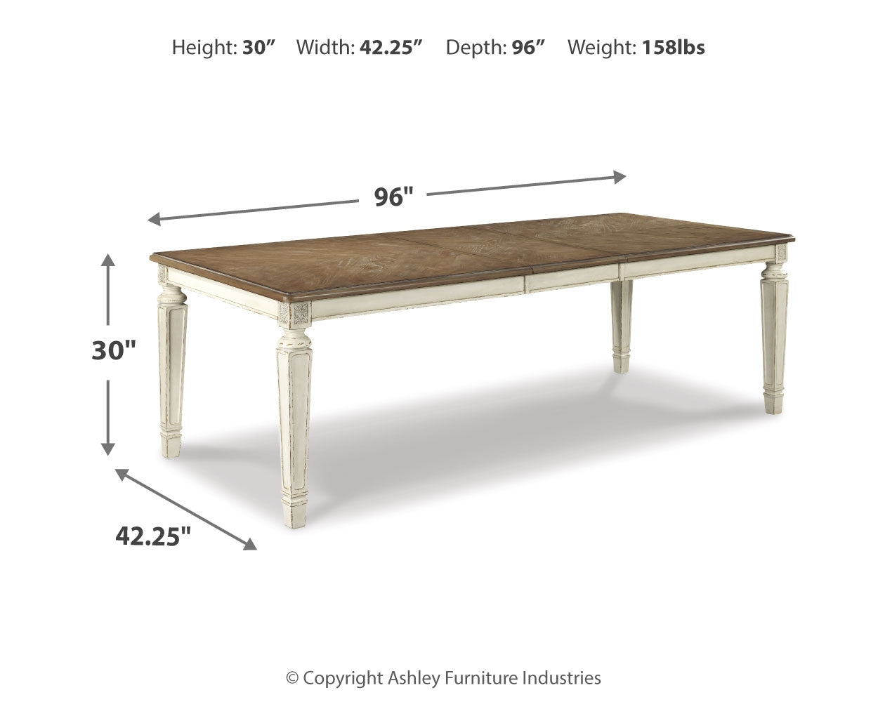 Realyn Chipped White Dining Table and 4 Chairs