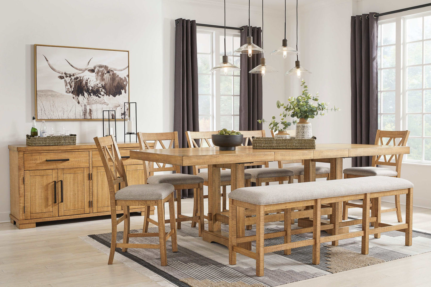 Havonplane Brown Counter Height Dining Room Set / 8pc