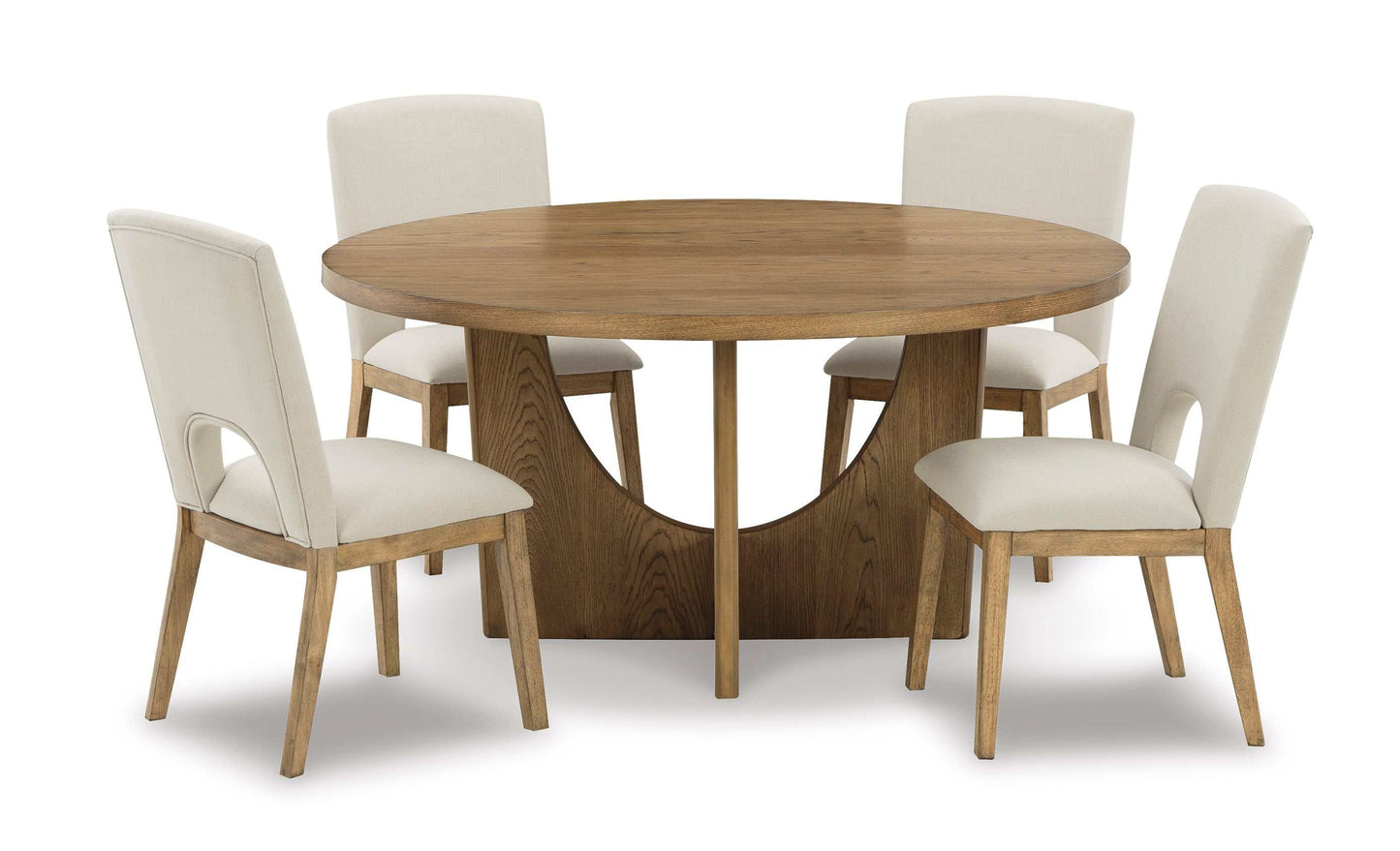 Dakmore Brown & Linen Round Dining Room Set / 5pc