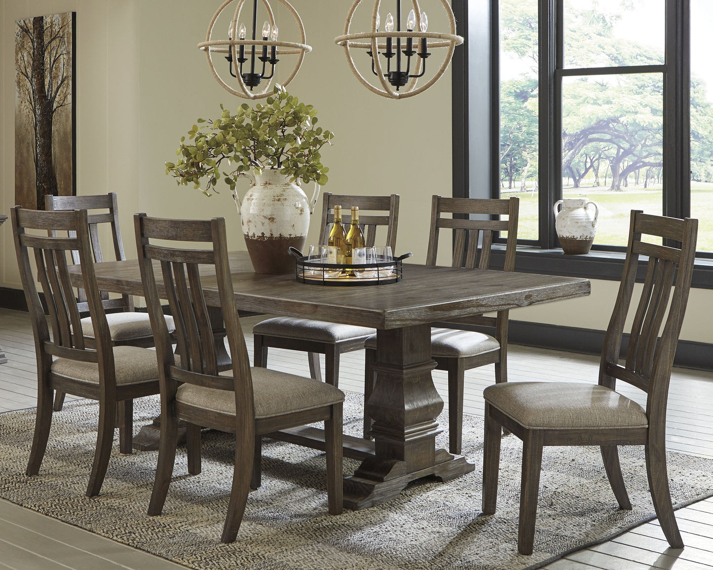 Wyndahl Rustic Brown Dining Table and 6 Chairs