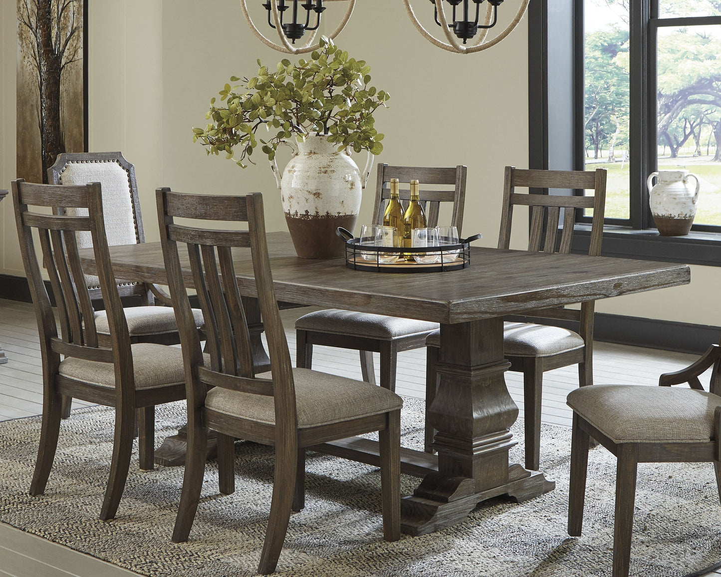 Wyndahl Rustic Brown Dining Table, 8 Chairs and Server