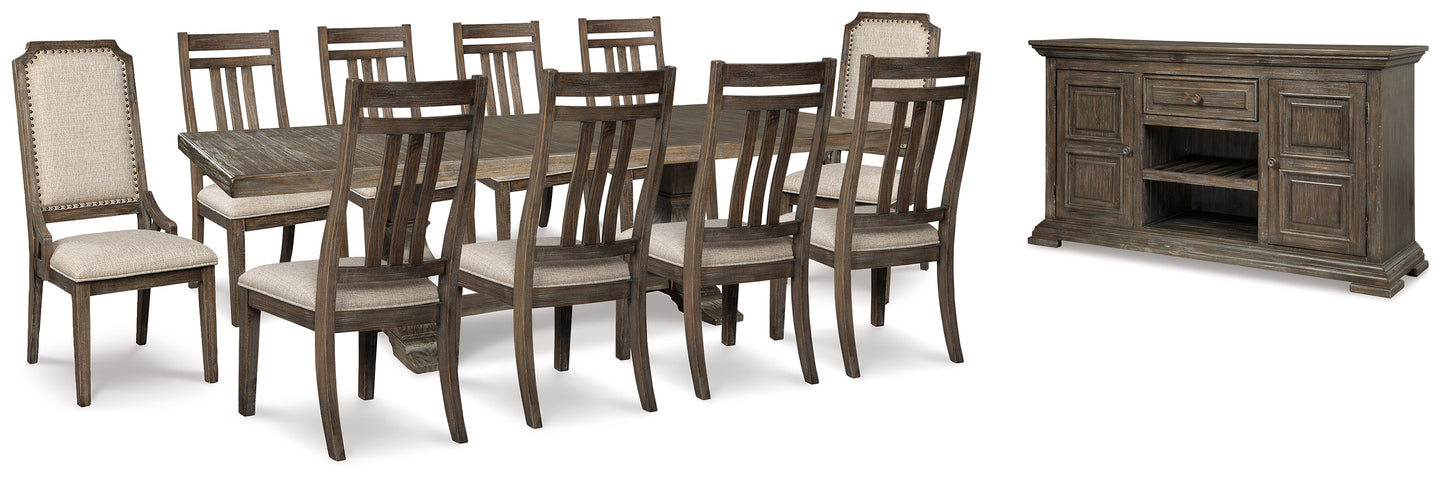 Wyndahl Rustic Brown Dining Table, 8 Chairs and Server