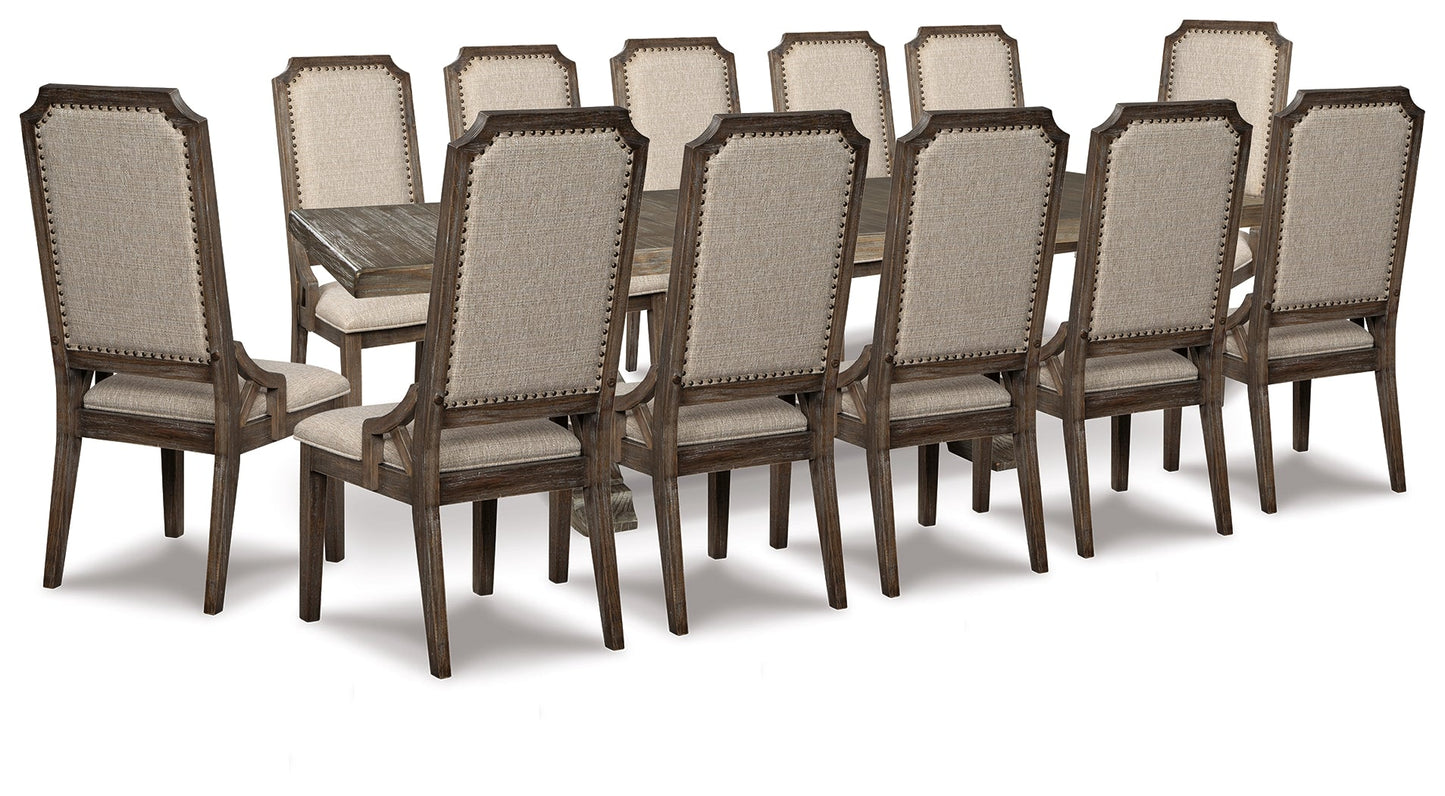 Wyndahl Rustic Brown Dining Table and 12 Chairs