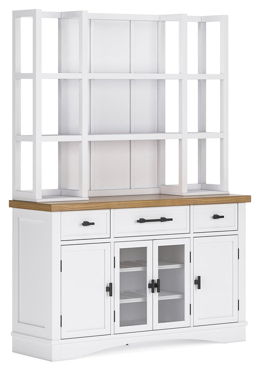 Ashbryn White/Natural Dining Server and Hutch